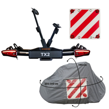 SPINDER  Porte-vélos platefor + Bâche pour porte-vélo Pour 4 vélos + Panneau de signalisation réfléchissant