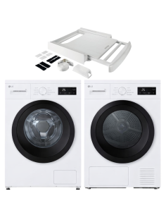 Pack lave-linge LG F94N15WHS 9 kg + sèche-linge RH8N15WH 8 kg