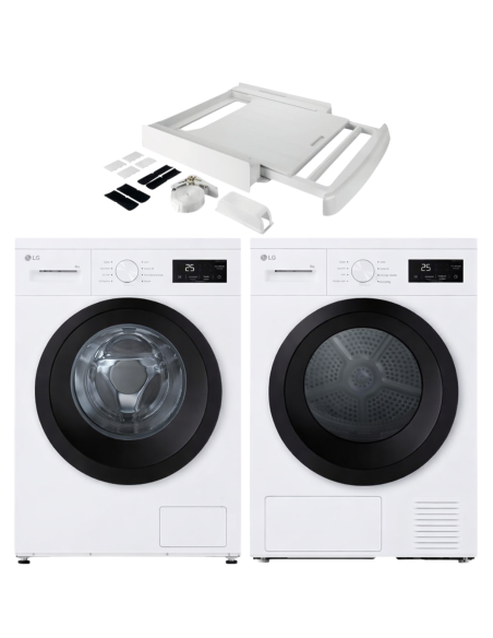 Pack lave-linge LG F94N15WHS 9 kg + sèche-linge RH8N15WH 8 kg