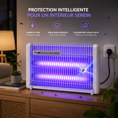 DESTRUCTEUR Anti INSECTES Tue MOUSTIQUE MOUCHE GUÊPE 20W UV Lampe