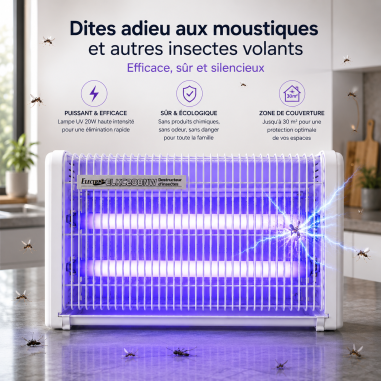 DESTRUCTEUR Anti INSECTES Tue MOUSTIQUE MOUCHE GUÊPE 20W UV Lampe