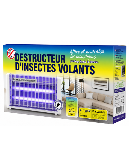 LOT 2 x DESTRUCTEUR 20W Insectes Moustiques Mouches Guêpes Néon