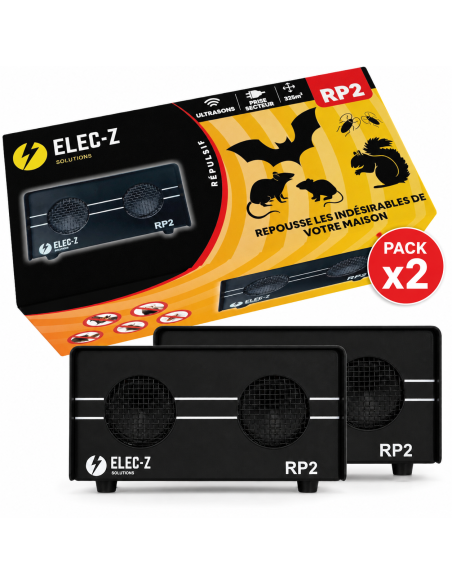 LOT 2 x RP2 Répulsif Ultrasons Anti Rongeurs Rats Souris Chauve Souris