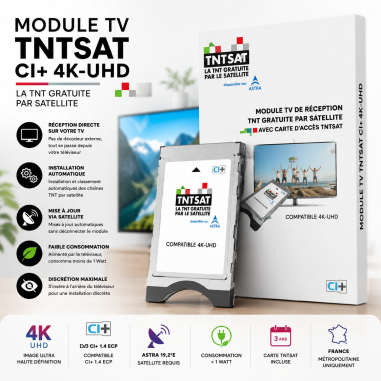 Module TV TNTSAT CI+ 4K UHD avec carte 3 ans - Decodeur Satellite