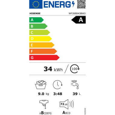 HISENSE Lave-linge frontal WF3S9043BW3