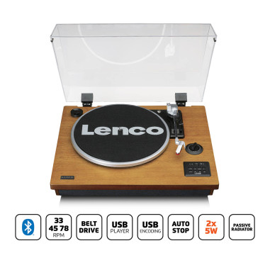 Lenco LS-55WA Lecteur de disques avec Bluetooth®. encodeur MP3 USB. haut-parleurs Wood