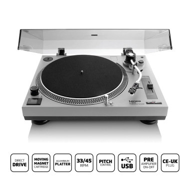 Lenco L-3810GY Platine à entraînement direct PC encodeur CE-UK Gris
