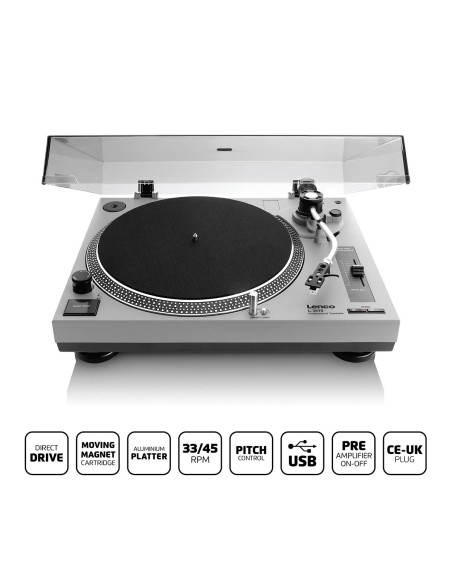 Lenco L-3810GY Platine à entraînement direct PC encodeur CE-UK Gris