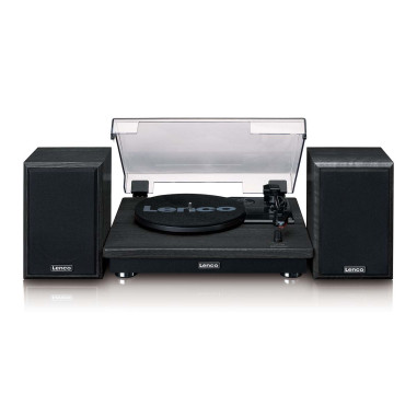 Lenco LS-100BK Platine vinyle avec réception Bluetooth® et deux enceintes externes