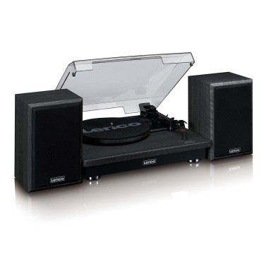 Lenco LS-100BK Platine vinyle avec réception Bluetooth® et deux enceintes externes