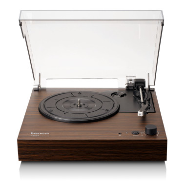 Lenco LS-15WD Lecteur de disques avec Bluetooth®. deux haut-parleurs intégrés et cartouche AT3600L Wood