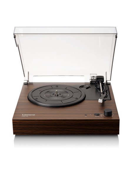 Lenco LS-15WD Lecteur de disques avec Bluetooth®. deux haut-parleurs intégrés et cartouche AT3600L Wood