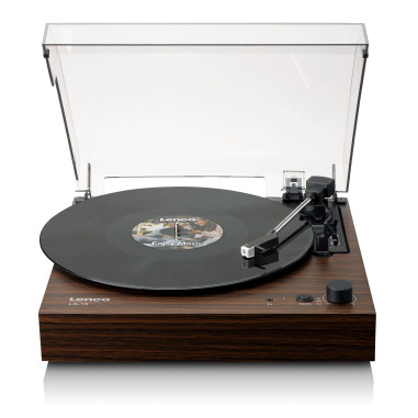Lenco LS-15WD Lecteur de disques avec Bluetooth®. deux haut-parleurs intégrés et cartouche AT3600L Wood