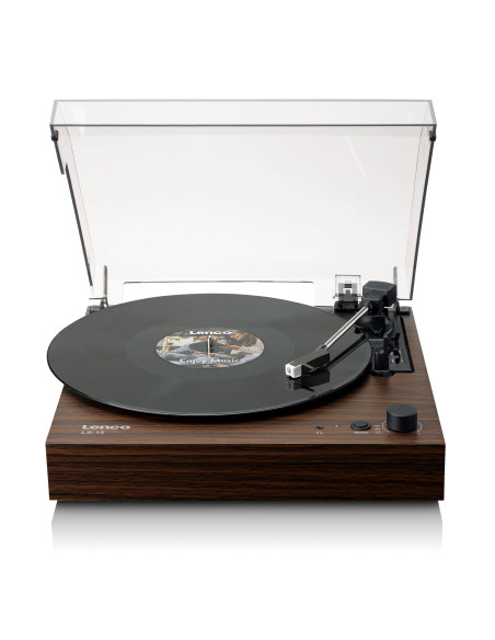 Lenco LS-15WD Lecteur de disques avec Bluetooth®. deux haut-parleurs intégrés et cartouche AT3600L Wood