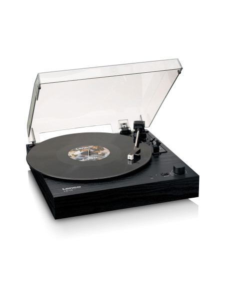 Lenco LS-15BK Lecteur de disques avec Bluetooth®. deux haut-parleurs intégrés et cartouche AT3600L Noir