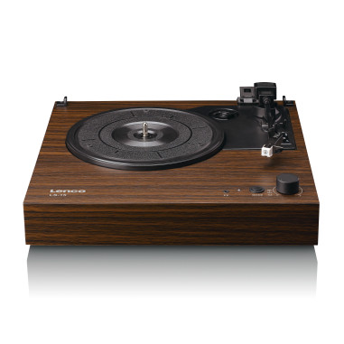 Lenco LS-15WD Lecteur de disques avec Bluetooth®. deux haut-parleurs intégrés et cartouche AT3600L Wood