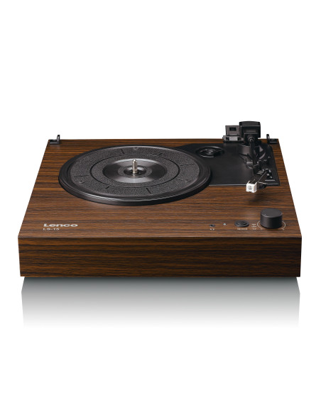 Lenco LS-15WD Lecteur de disques avec Bluetooth®. deux haut-parleurs intégrés et cartouche AT3600L Wood