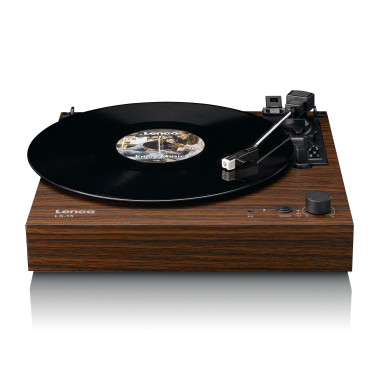 Lenco LS-15WD Lecteur de disques avec Bluetooth®. deux haut-parleurs intégrés et cartouche AT3600L Wood