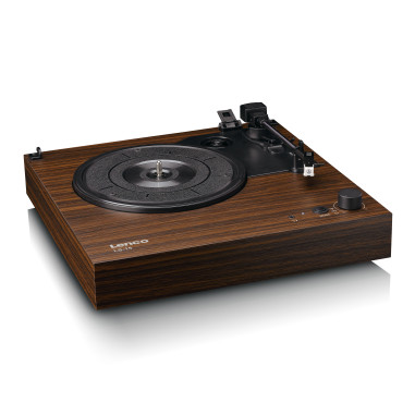 Lenco LS-15WD Lecteur de disques avec Bluetooth®. deux haut-parleurs intégrés et cartouche AT3600L Wood