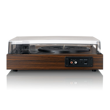 Lenco LS-15WD Lecteur de disques avec Bluetooth®. deux haut-parleurs intégrés et cartouche AT3600L Wood