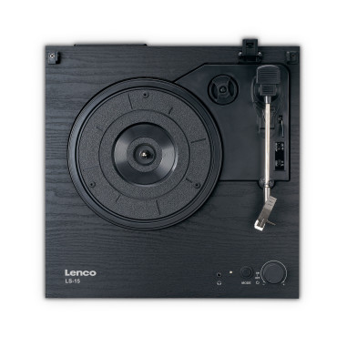Lenco LS-15BK Lecteur de disques avec Bluetooth®. deux haut-parleurs intégrés et cartouche AT3600L Noir