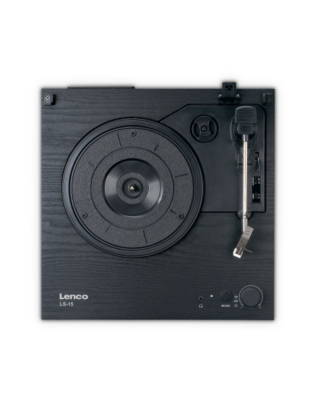 Lenco LS-15BK Lecteur de disques avec Bluetooth®. deux haut-parleurs intégrés et cartouche AT3600L Noir
