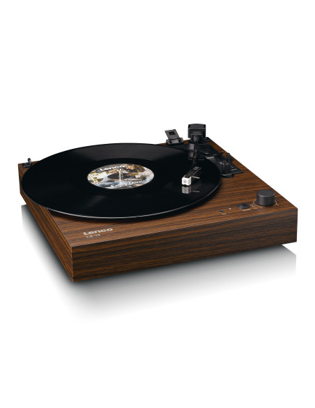 Lenco LS-15WD Lecteur de disques avec Bluetooth®. deux haut-parleurs intégrés et cartouche AT3600L Wood