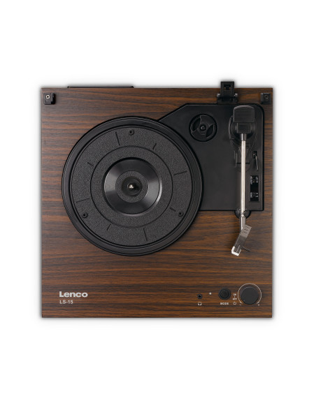 Lenco LS-15WD Lecteur de disques avec Bluetooth®. deux haut-parleurs intégrés et cartouche AT3600L Wood
