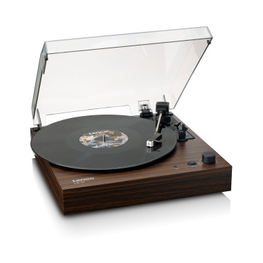 Lenco LS-15WD Lecteur de disques avec Bluetooth®. deux haut-parleurs intégrés et cartouche AT3600L Wood