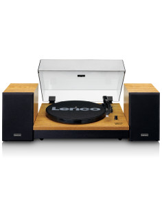Lenco LS-300WD Lecteur de disques avec Bluetooth® et deux haut-parleurs séparés Wood