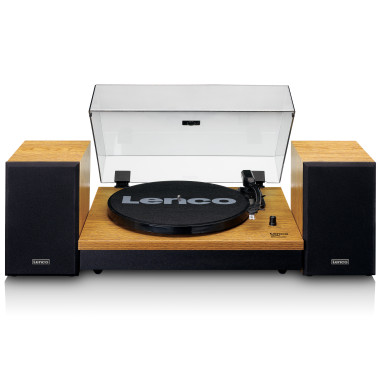 Lenco LS-300WD Lecteur de disques avec Bluetooth® et deux haut-parleurs séparés Wood