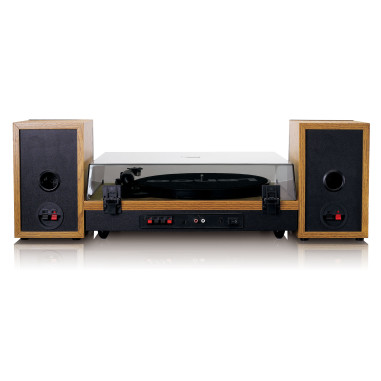 Lenco LS-300WD Lecteur de disques avec Bluetooth® et deux haut-parleurs séparés Wood