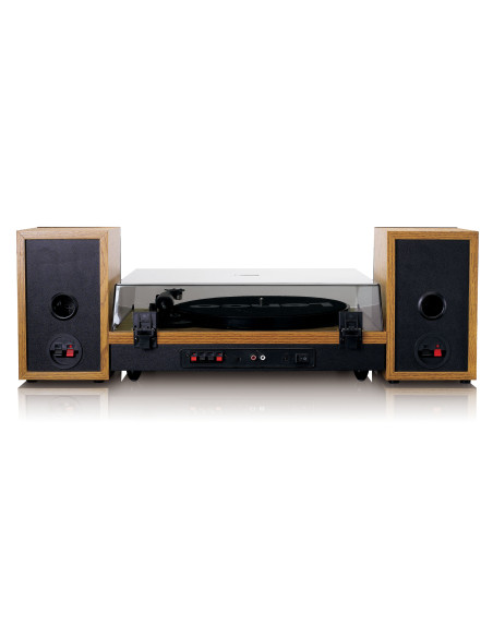 Lenco LS-300WD Lecteur de disques avec Bluetooth® et deux haut-parleurs séparés Wood