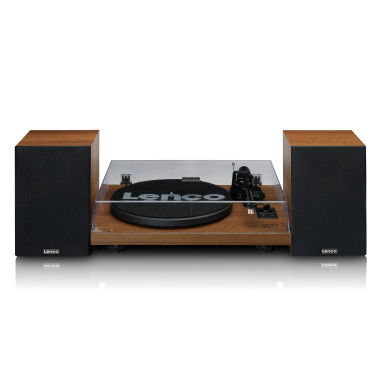 Lenco LS-480WD Lecteur de disques avec amplificateur intégré et Bluetooth® et 2 haut-parleurs externes Wood