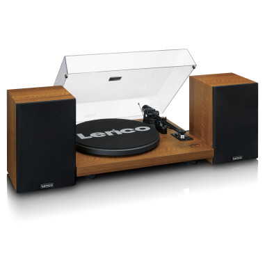 Lenco LS-480WD Lecteur de disques avec amplificateur intégré et Bluetooth® et 2 haut-parleurs externes Wood