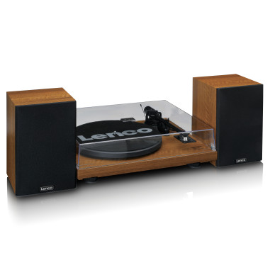 Lenco LS-480WD Lecteur de disques avec amplificateur intégré et Bluetooth® et 2 haut-parleurs externes Wood