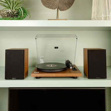Lenco LS-480WD Lecteur de disques avec amplificateur intégré et Bluetooth® et 2 haut-parleurs externes Wood
