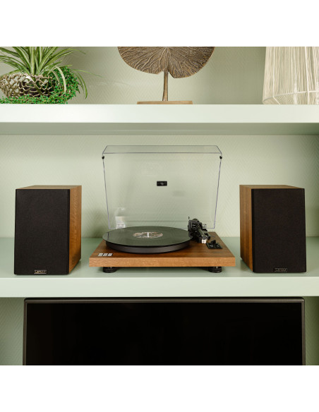 Lenco LS-480WD Lecteur de disques avec amplificateur intégré et Bluetooth® et 2 haut-parleurs externes Wood