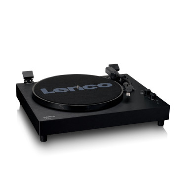 Lenco LS-60BK Platine en bois avec haut-parleurs intégrés et Bluetooth®.