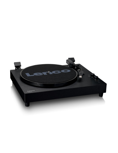 Lenco LS-60BK Platine en bois avec haut-parleurs intégrés et Bluetooth®.