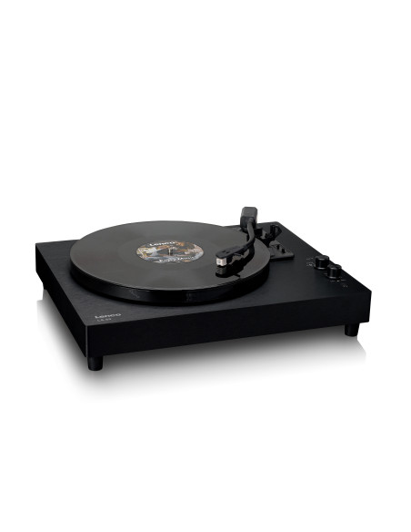 Lenco LS-60BK Platine en bois avec haut-parleurs intégrés et Bluetooth®.