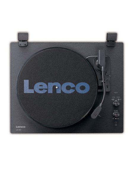 Lenco LS-60BK Platine en bois avec haut-parleurs intégrés et Bluetooth®.