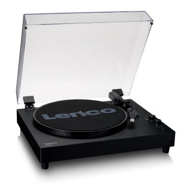 Lenco LS-60BK Platine en bois avec haut-parleurs intégrés et Bluetooth®.