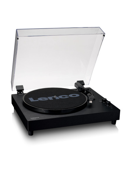 Lenco LS-60BK Platine en bois avec haut-parleurs intégrés et Bluetooth®.