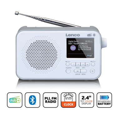 Lenco PDR-036WH Radio DAB+ FM portable avec Bluetooth® Ecran TFT 2.4'' Blanc