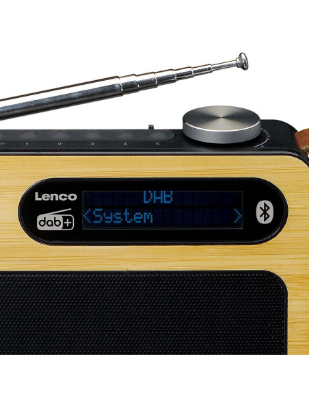 Lenco PDR040BAMBOOBK Radio portable DAB+/ FM avec Bluetooth® Bamboo Black