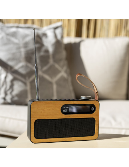 Lenco PDR040BAMBOOBK Radio portable DAB+/ FM avec Bluetooth® Bamboo Black
