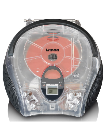 Lenco SCD-24TR Radio FM stéréo portable avec lecteur CD Transparent