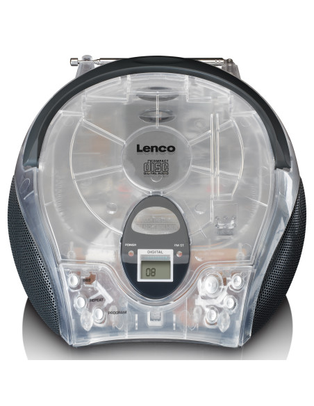 Lenco SCD-24TR Radio FM stéréo portable avec lecteur CD Transparent