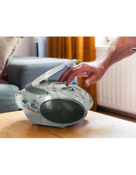 Lenco SCD-24TR Radio FM stéréo portable avec lecteur CD Transparent